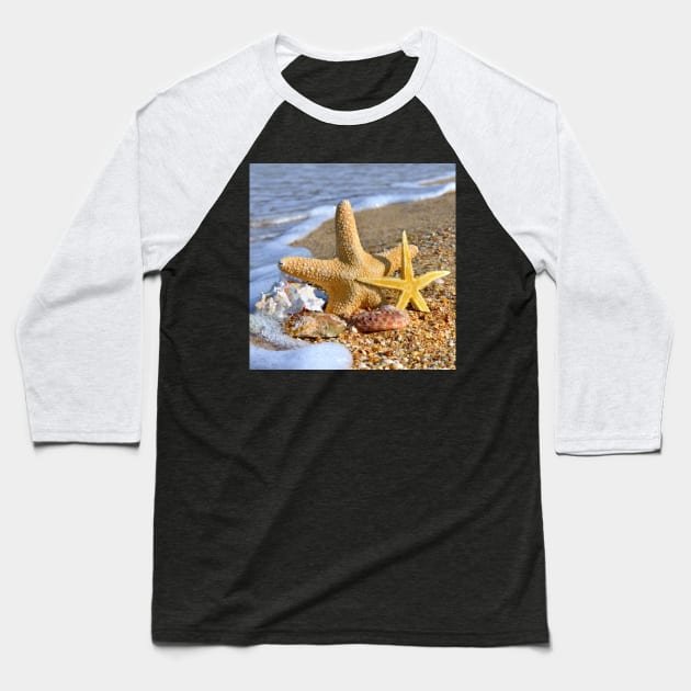 Starfish and Sea Shell Baseball T-Shirt by StylishPrinting